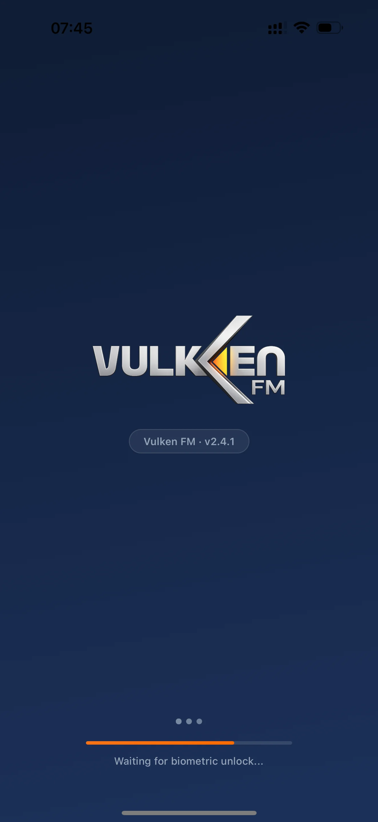 Vulken FM — splash screen мобильного приложения