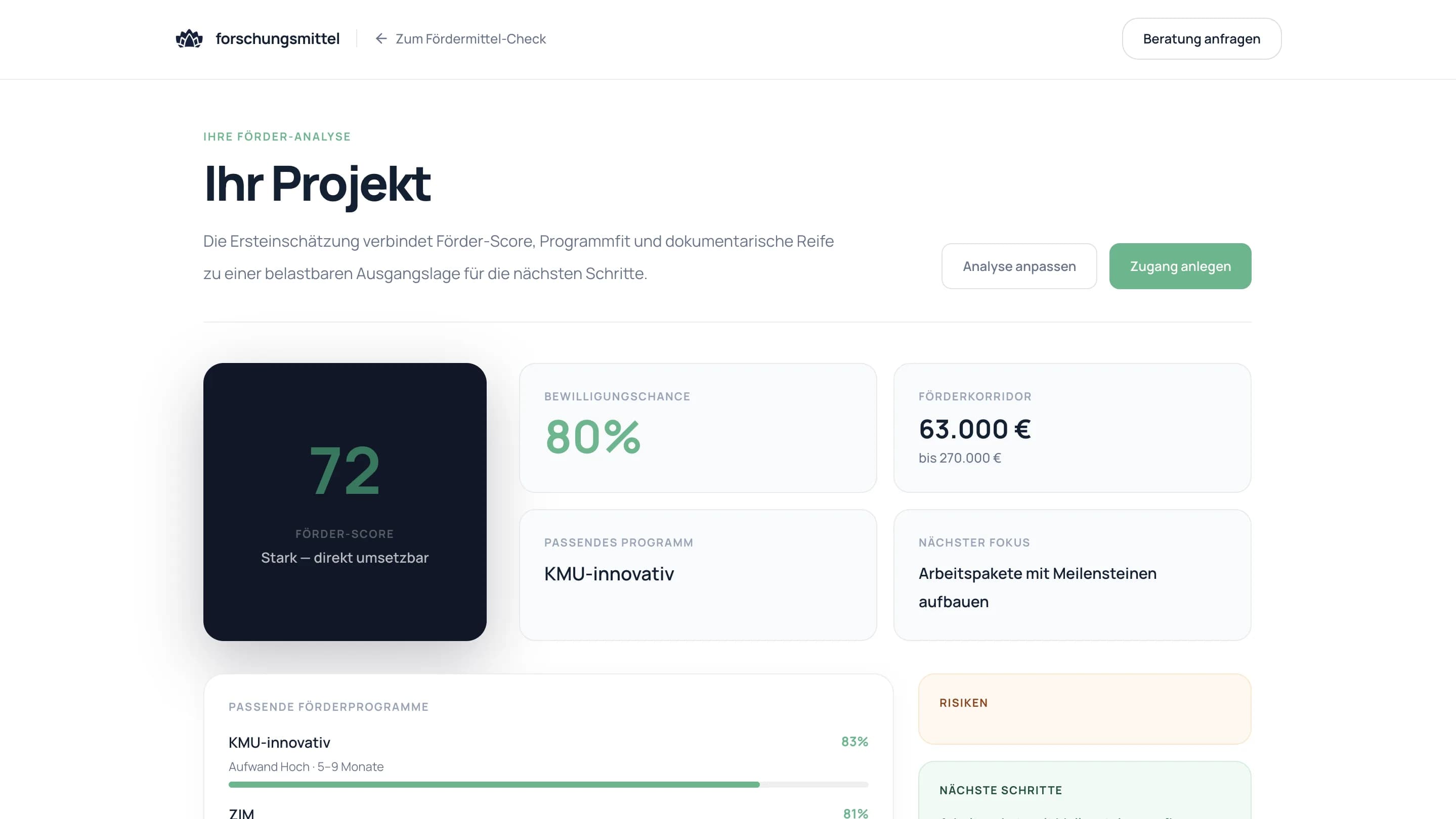 Экран продуктового слоя Forschungsmittel 03