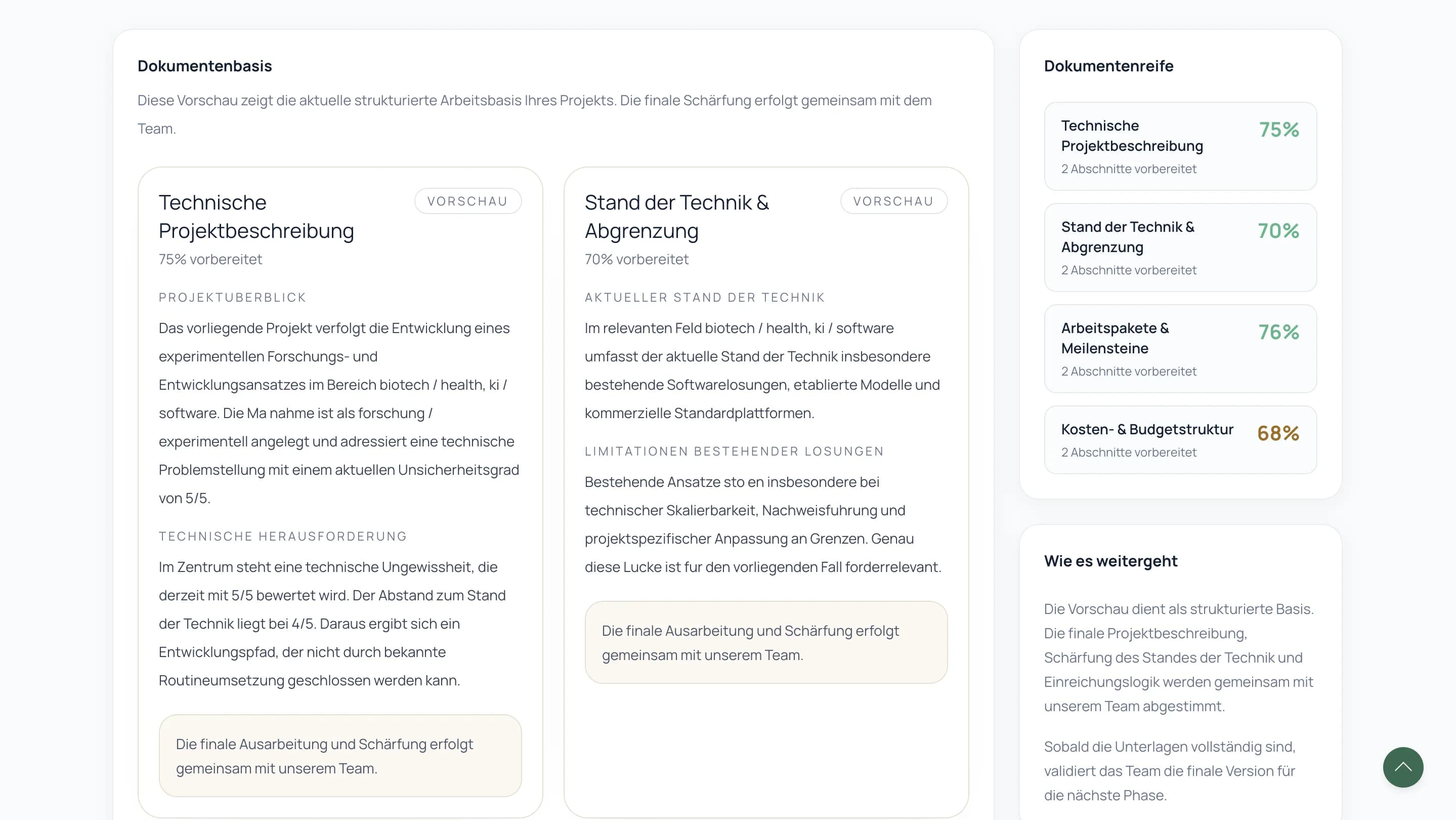 Экран продуктового слоя Forschungsmittel 10