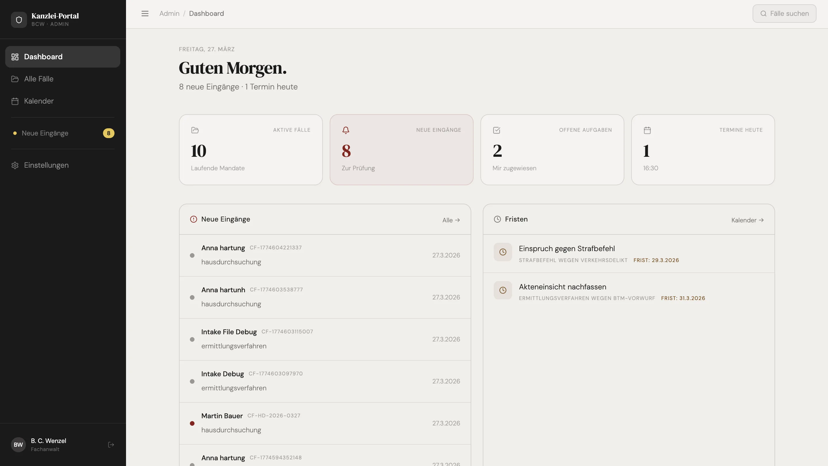 Экран продуктового слоя Wenzel 08